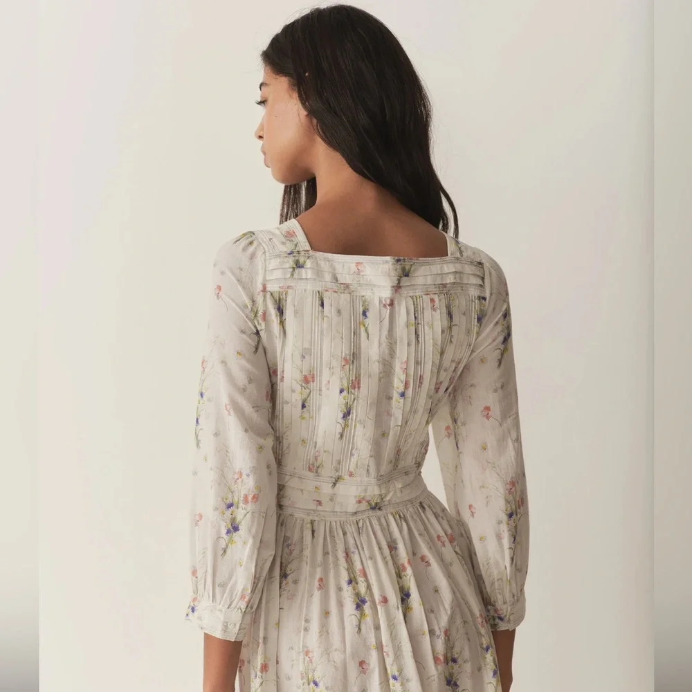 DOEN Minta Floral Midi Dress Painted Bouquet NWT | size XXS